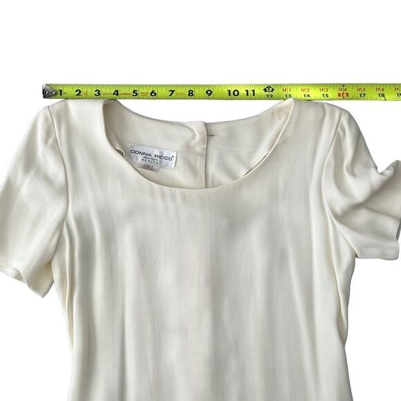 Vtg 80s 90s Pleated Maxi Dress Drop Waist Donna Ricco Ivory Preppy Ankle 4 XS - Picture 6 of 15